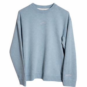 Blue sweatshirt with brand logo on a white background